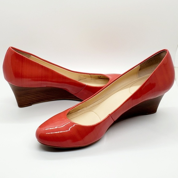 Calvin Klein Shoes - Calvin Klein•red/coral•shiny!😎•wedge•size 9
